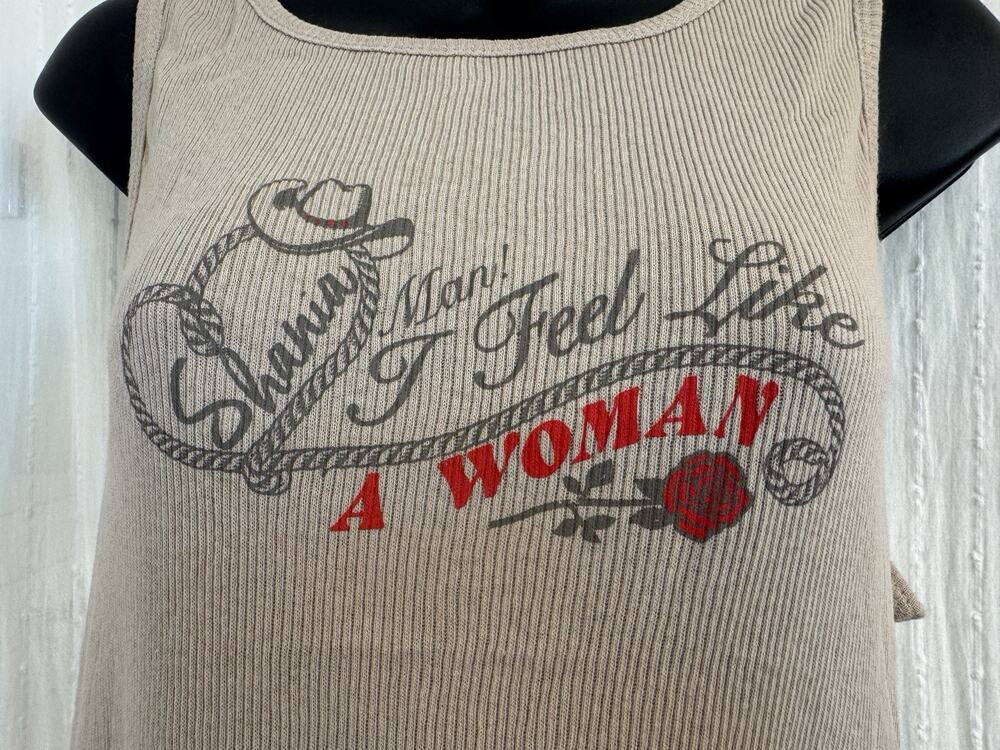 SHANIA TWAIN “Feel Like A Woman” Tan Ribbed Tank Top - XL